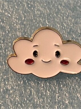 Cute Pink Cloud Enamel Pin with Smiling Face